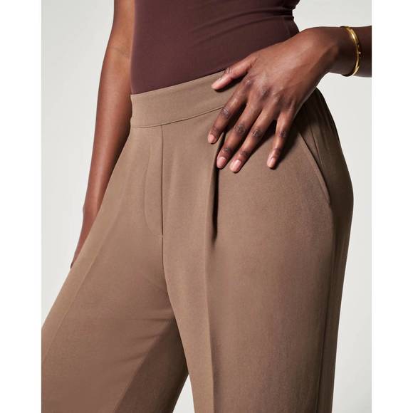 SPANX Women's Wide-Leg Trousers in Brown - Picture 4 of 6